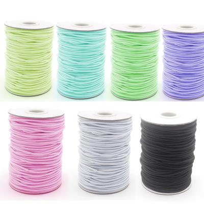 China 1mm 1.5mm 2mm 2.5mm Polyester Round Bungee Cord 3mm Colorful Viable Rope Braided Elastic Ropes Webbing Band for sale