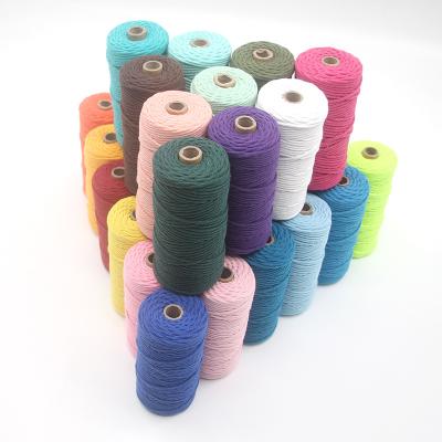 China High Tenacity Recycled Cotton Wax Polyester Rope Multiple Use Umbrella Yarn 3mm 4mm Natural Macrame Rope for sale