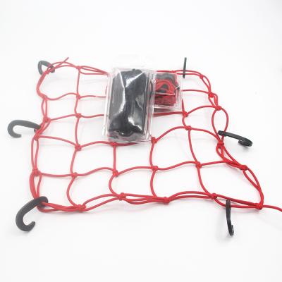 China High Quality PP Chat+Rubber Thread Motorcycle Luggage Bungee Net With Hooks Plastic Cargo Nets Bungee Net for sale