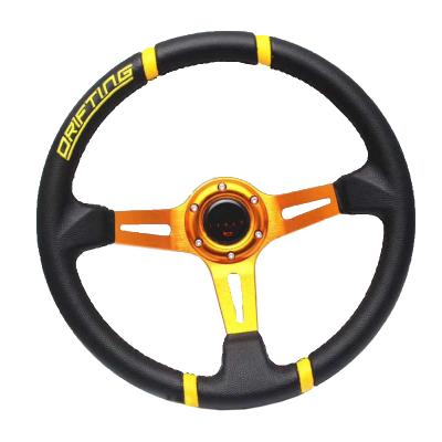 China Hot Selling Universal PVC 14inch Car Racing Game Steering Wheel Racing Steering Wheel With Horn Button for sale