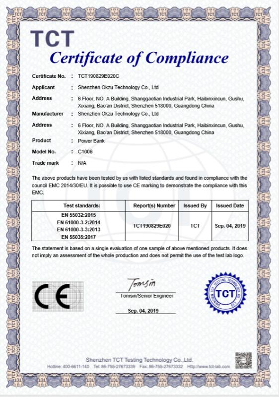 CE - Shenzhen Okzu Technology Co., Ltd.