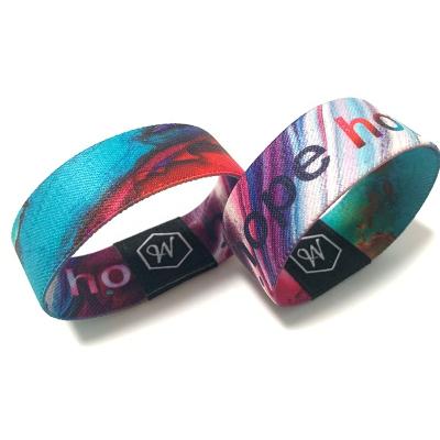 China Business Gift Reusable Party Elastic Band Custom Wristband Printed Woven Elastic Wristband For Event for sale