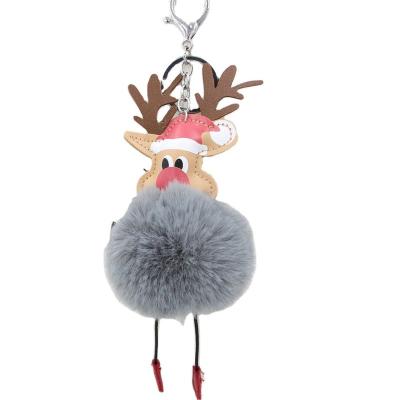 China Cute Plush Santa Claus Fur Ball Bag Pendant Pom Pom Keychain Christmas Promotion Gift Factory Wholesale for sale