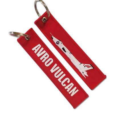 China Promotion Gift Airplane Aviation High Quality Embroidered Pilot Key Tags Custom Remove Flight Embroidery Key Chain for sale