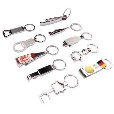 China Viable Promotional Stainless Metal Bottle Opener Metal Beer Can Club Gift Christmas Key Chain With Opener for sale