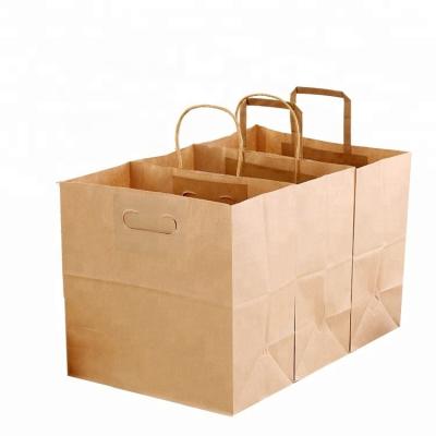 China Customized Recyclable Portable Reusable Kraft Paper Shopping Foldable Paper Bag With Paper Handle for sale