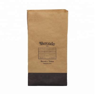 China Recyclable Eco Friendly Custom Bottom Paper Bag Bread Packaging Square Food Packaging Square Paper Bags for sale