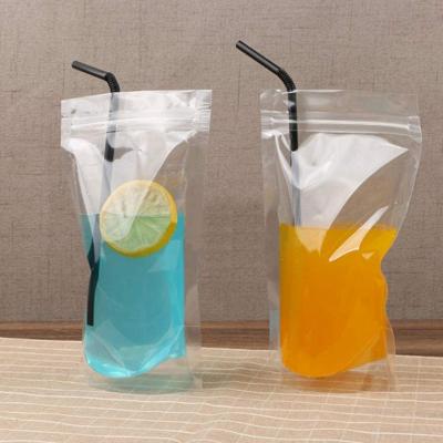 China Manufacturer Recyclable Sprung Pouches Bags With Straw Custom Printing Capri Juicy Sunshine Reusable Drink Pouches Packaging Logo for sale