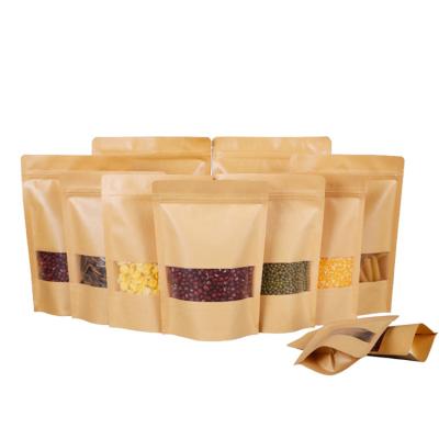 China Kraft Paper Pouch Dry Packaging Bag Recyclable Stand Up Sale With Window Kraft Paper Pouch For Food for sale