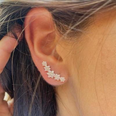 China Cute Gold Plated Earring Jewelry Ear Climber Flower Mountain Stud Earrings For Women Daily Jewelry Women for sale