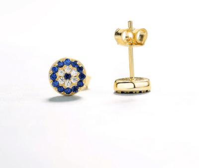 China CLASSIC 925 Sterling Silver Girls Jewelry 18K Blue CZ Diamond Evil Eye Stud Earrings for sale