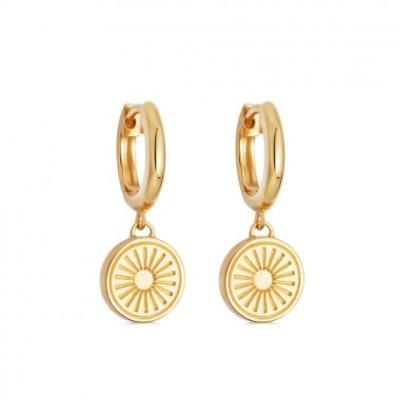 China Circle Gold Coin Drop Earrings Simply Silver For Women In 925 Sterling Silver for sale