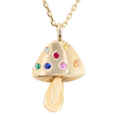 China Newest 18K Vintage Gold 925 Sterling Silver Rainbow Magic Mushroom Shape Pendant For Women for sale