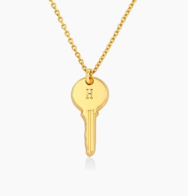 China CLASSIC Personalized 18K Gold Plated Initial Unique Solid 925 Key Sterling Silver Women Pendant Necklace for sale