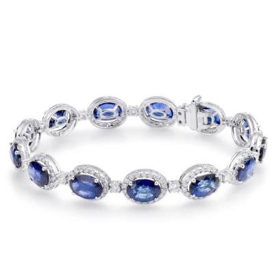 China Silver Multi Color Sapphire Crystal Classic Tennis Wedding Bracelet for sale