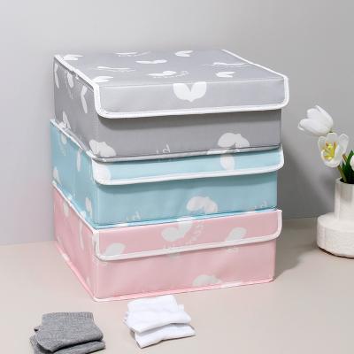 China CLASSIC 2022 Runhui popular stock customize logo floral underwear storage box with holder large capacity foldable storage boxes bins for sale