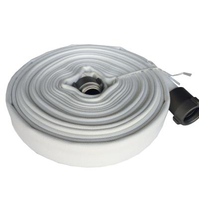 China Polyester+Natural Rubber Lined Plain White Canvas Hose Jacket Fire Fighting Hose for sale