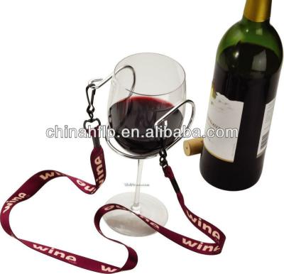 China Beautiful simple nylon custom lanyard with wine glass holder for sale