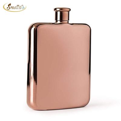 China Wholesale 6oz Rose Gold Portable Pocket Square Whiskey 304 Stainless Steel Whiskey Liquor Hip Flasks for sale