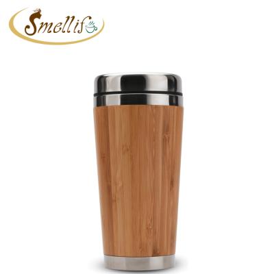 China Wholesale Sustainable 16oz 450ml Stainless Steel Travel Tea Coffee Bamboo Thermal Mugs Mugs With Leak Proof Lid for sale