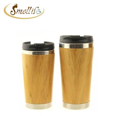 China Sustainable Stainless Steel 16oz Bamboo Coffee Thermo Mug With Leakproof Lids for sale