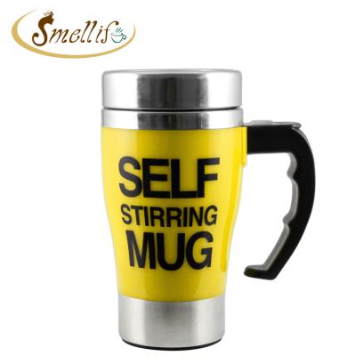 China Wholesale 350ml Self Inner Stainless Steel PP Plastic Double Outer Lazy Insulated And Stirring Coffee Cup Mug With AAA Batteries for sale