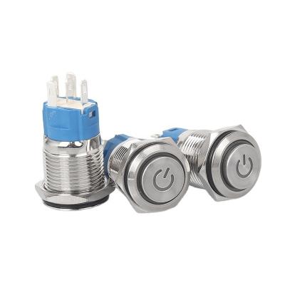 China 16mm Max Waterproof Metal Power Button Switch Push Button Start Switch Momentary Car Engine Aluminum Oxidation Silver PIN Protection Material ccc for sale