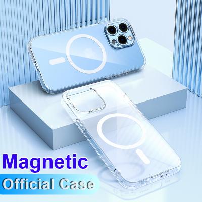 China Hot Sales Magnetic Wireless Charging 2in1 Official Quality Shockproof Clear TPU+PC Case For iPhone14 13Pro 12 Magsafe Clear Case for sale