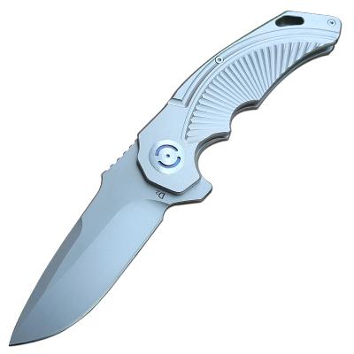 China Non-variable HSS Steel Folding Knife Two Colors D2 Handle Silver Titanium Titanium Knife for sale