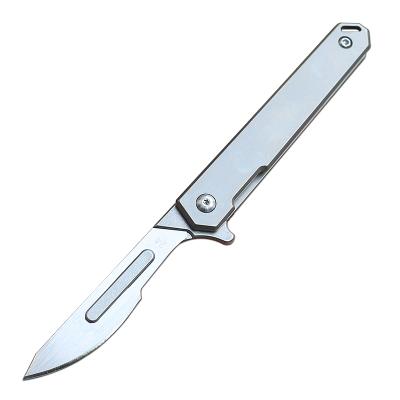 China Non-variable EDC Surgical Scalpel Knife NO.24 Blade With Titanium Alloy Handle Knife for sale