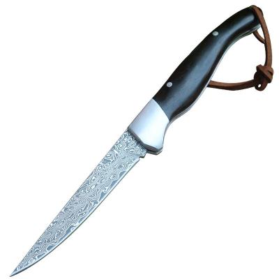 China Non-variable outdoor camping knife Damascus survival folding pocket knife small steel pakkawood handle for sale