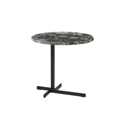 China Sapphire Natural Marble Top Roasted Sand Painting Modern Black Metal Legs Coffee Table Side Table Set Contemporary Modern Tea Table for sale