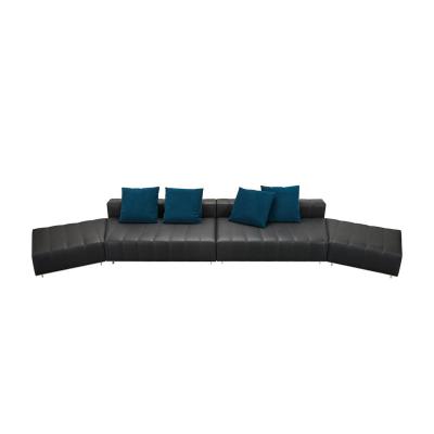 China Other special modular sofa set luxury black genuine leather family shape leisure couch furniture simple factory outlet for sale