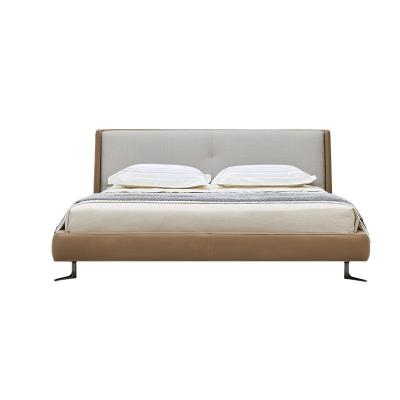 China (Size) Adjustable Luxury Modern King Size Bedroom Furniture Stainless Steel Legs Upholstery Bed With Solid Wood Bed Frame for sale