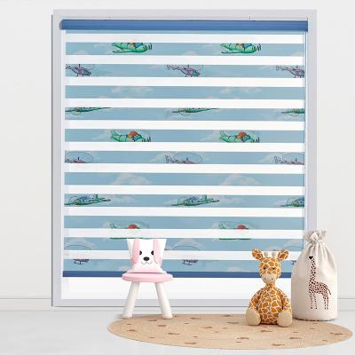 China Modern Cheap Printed Fabric Roll Tied Blinds Zebra Shades Home Office for sale