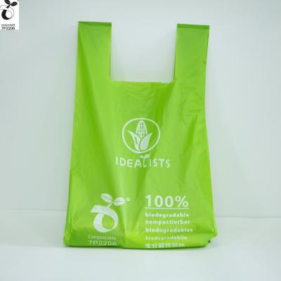 China 100% Bioplastic En13432 Shopping Bags Ban Act 2010 T-shirt / T-shirt HDPE Compostable Packaging HDPE Plastic Biodegradable Shopping Bag for sale