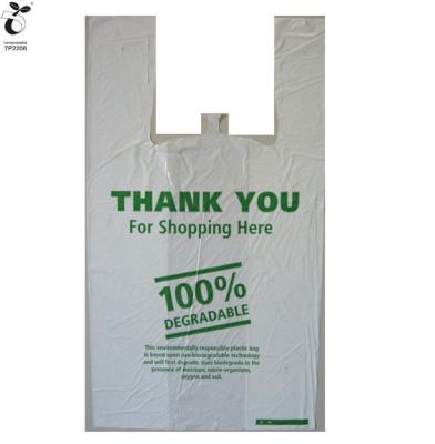 China 100% Alternative Disposable Biodegradable Plastic Jumbo Organic Plastic Shopping T-shirt Bags Restaurant Custom Logo Printed for sale