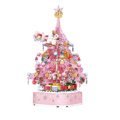 China Educational Christmas Santa Crystal Tree Building Blocks Toys Building Toy Sembo 605024 Christmas Tree Block Set Brick Kits With Light for sale