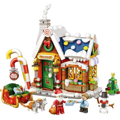 China DIY PLAY JFLoz House 1223 Mini Building Block Christmas Santa Home Decoration Assemble Bricks Christmas Gift Set Birthday Toys Children for sale