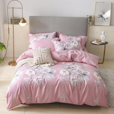 China China Supplier 3/4 Pcs Non-Toxic Flower Pattern Hotel Breathable High Density Breathable Bedding Sets for sale