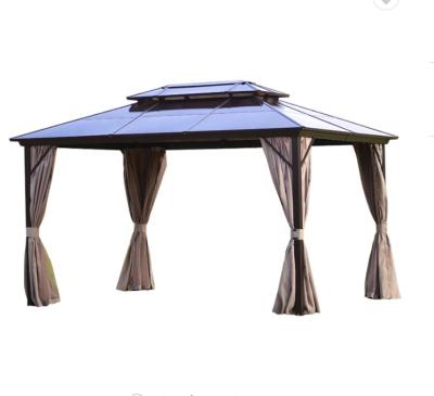 China Modern Solid Roof Aluminum Gazebo Galvanized Double Metal Roof Gazebo Hardtop Luxury Gazebo for sale