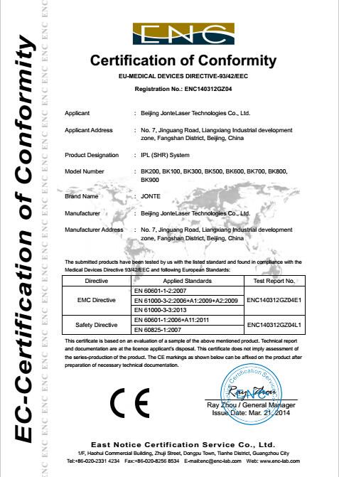 CE - Beijing Jontelaser Technology Co.,Ltd