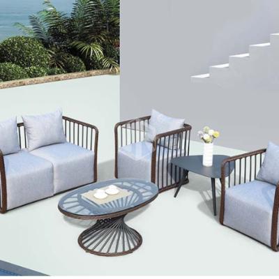 China Eco-friendly\UV Resistant\Water Proof\Weather Resistant High Quality PE Outdoor Rattan Aluminum Garden Furniture Sofa With Cushions And Pillows for sale