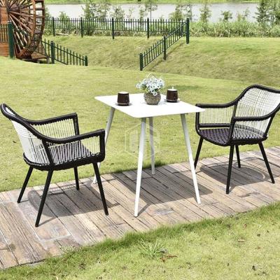 China Water Proof& UV-Resistant Cheap Price Outdoor Rope Furniture Leisure Garden Villa Balcony Table And Chairs Set for sale