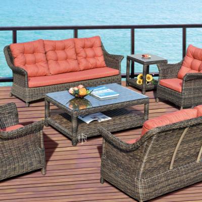 China Eco-friendly\UV Resistant\Water Proof\High Quality Outdoor Furniture Weather Resistant PE Rattan Garden Sofa Patio Furniture Set With Cushions for sale