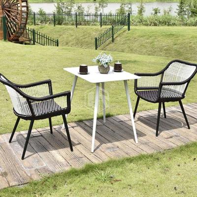 China Durable Cheap Price Outdoor Rope Furniture Leisure Garden Villa Balcony Table And Chairs Set for sale