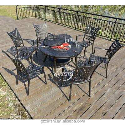 China Durable korean barbecue charcoal grills table with chair set outdoor furniture for sale for sale