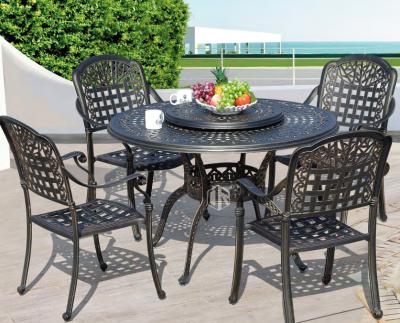 China Modern Garden / Patio Aluminum Outdoor Dining Table Sets With Chairs (1+4) For People Leisure for sale