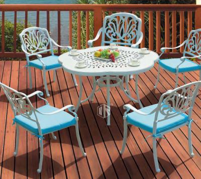 China Modern economical cast aluminum outdoor dining table sets with chair a for cafe shop/desert for sale