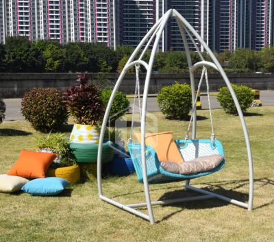 China Uland Modern Garden Hanging Chair With Pillows And Cushions Metal Backing Outdoor Patio Swing for sale